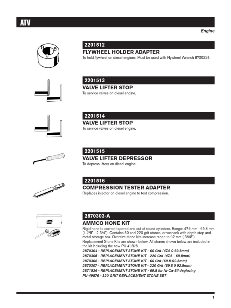 Polaris Special Tools | PDF | Piston | Carburetor
