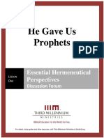 He Gave Us Prophets - Lesson 1 - Forum Transcript