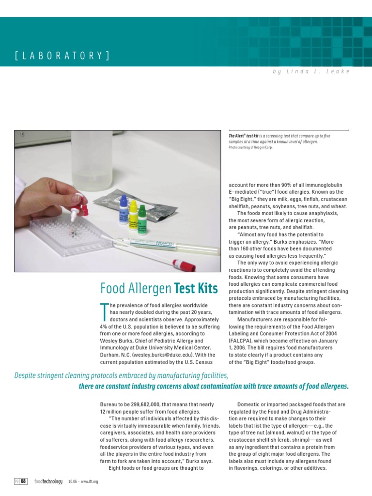 Allergen Test Kit Food Allergy Allergen