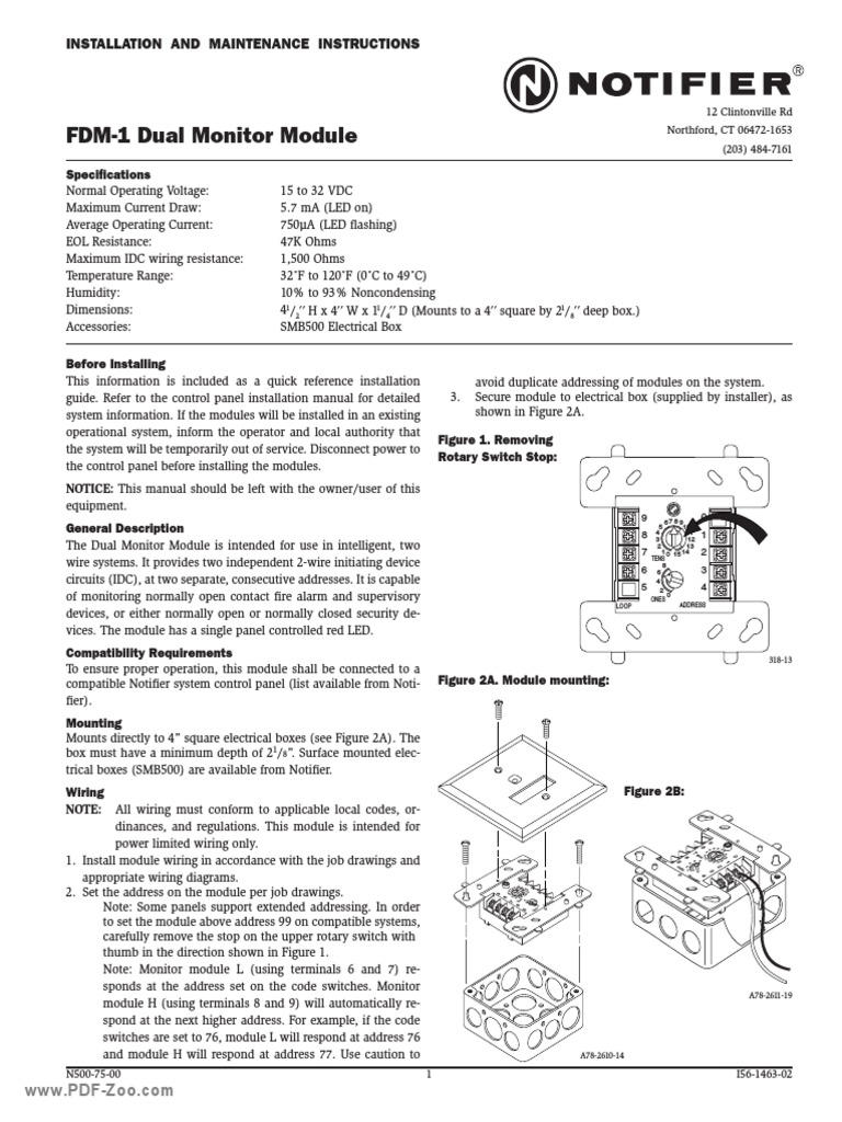 Notifier FDM 1 FlashScan Dual Monitor Module | PDF | Switch ...