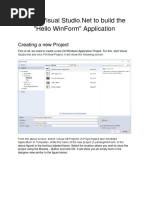 "Hello Winform" Application: Creating A New Project