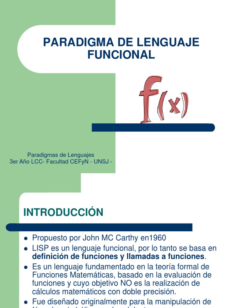 Introducción al Lenguaje Funcional LISP | PDF | Programacion Funcional ...