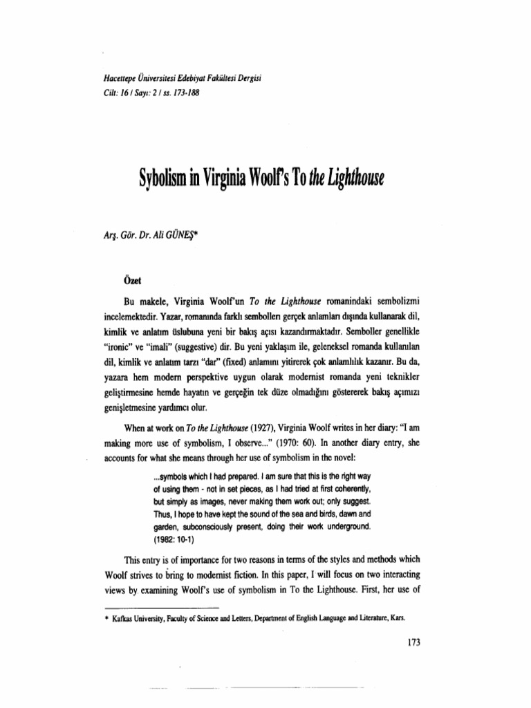 Symbolism in Woolfs Lighthouse PDF | PDF | To The Lighthouse ...