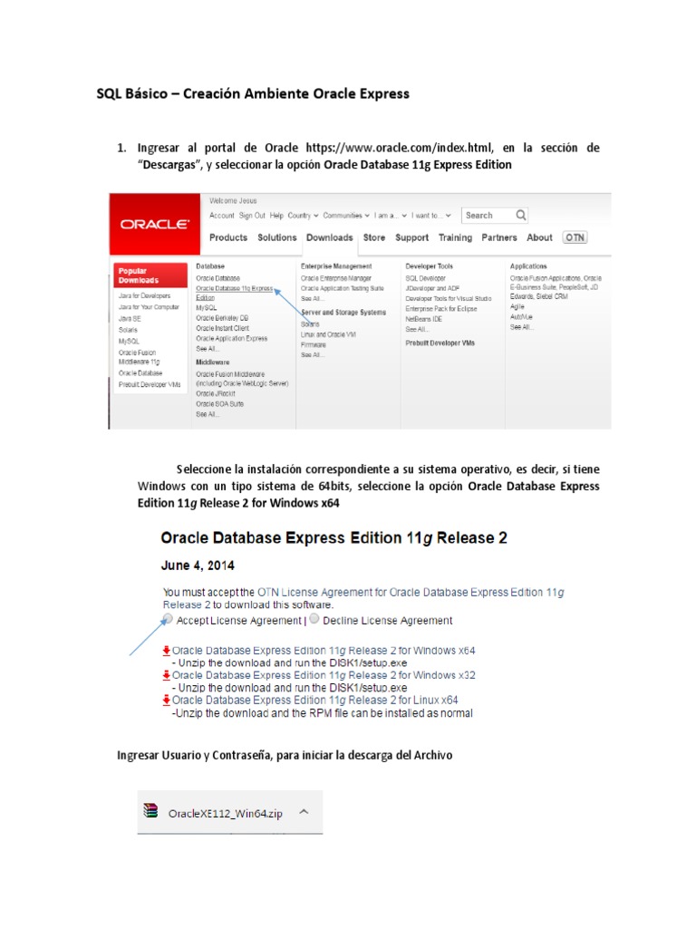 Configuración de Oracle XE y SQL Developer | PDF | Archivo de ...
