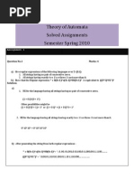 Theory of Automata - Solved Assignments - Semester Spring 2010