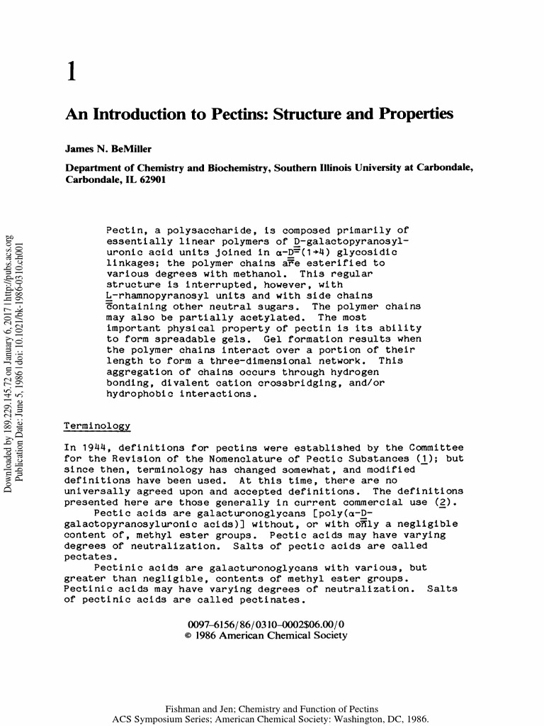 An Introduction To Pectins Structure and Properties PDF Chemistry Physical Sciences