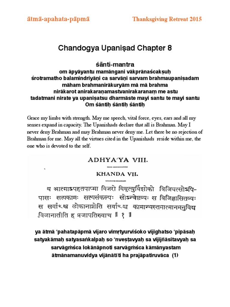 Chandogya Upanisad Selections From Chapter 8 Download Free PDF