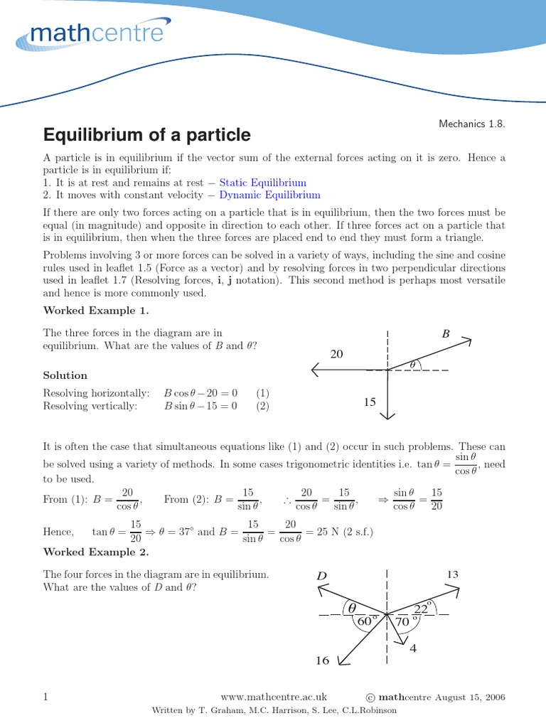 Equilibrium of Particles Explained | PDF | Trigonometric Functions | Sine