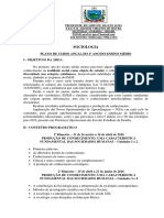 Ementa e Plano de Curso Anual SOCIOLOGIA - Ensino Médio Escola Estadual Arthur Virginio de Moura