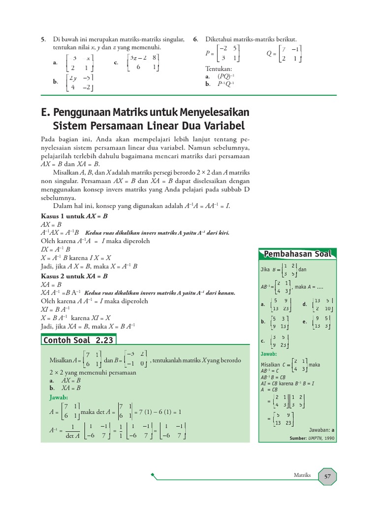 27+ Contoh Soal Spltv Determinan Matriks Kumpulan Contoh