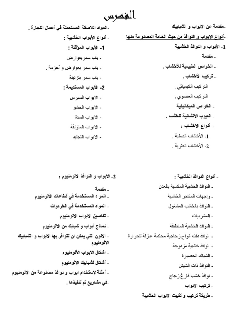 مقدمة عن الابواب والشبابيك Pdf