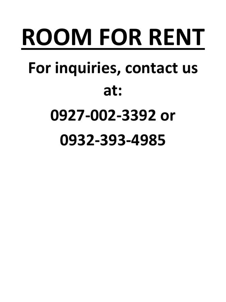 Room For Rent: For Inquiries, Contact Us At: 0927-002-3392 or 0932-393 ...