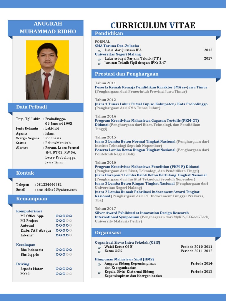 CV Sarjana Teknik Sipil Fresh Graduate | PDF