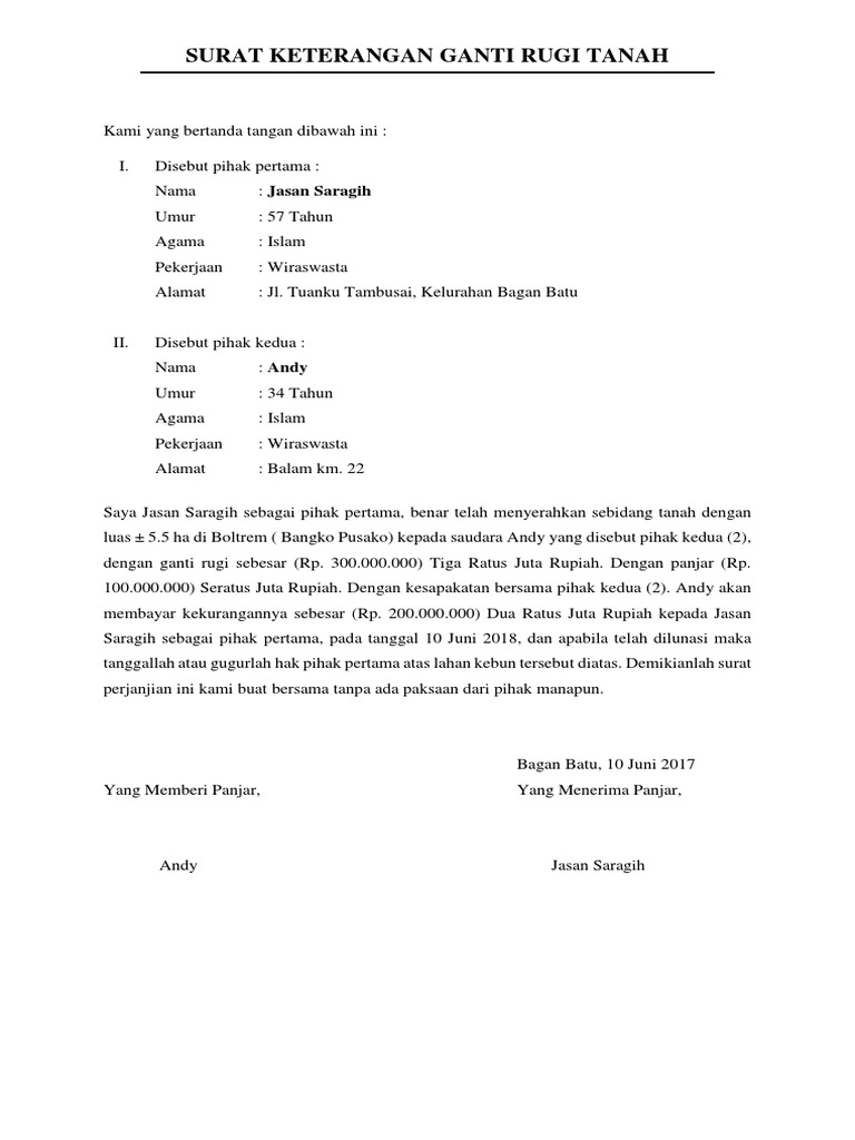 Download 95+ Contoh Surat Surat Ganti Rugi Tanah Gratis