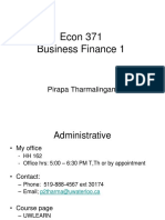 Econ 371 Business Finance 1: Pirapa Tharmalingam