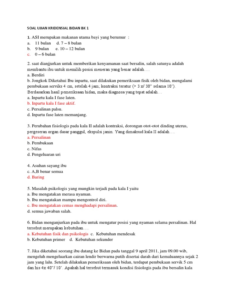 Soal Ujian Kridensial Bidan Pk 1 Docx