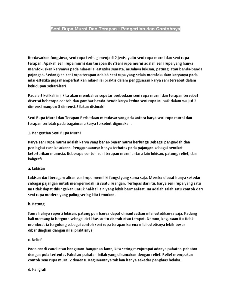 Seni Rupa Murni Dan Terapan Pdf