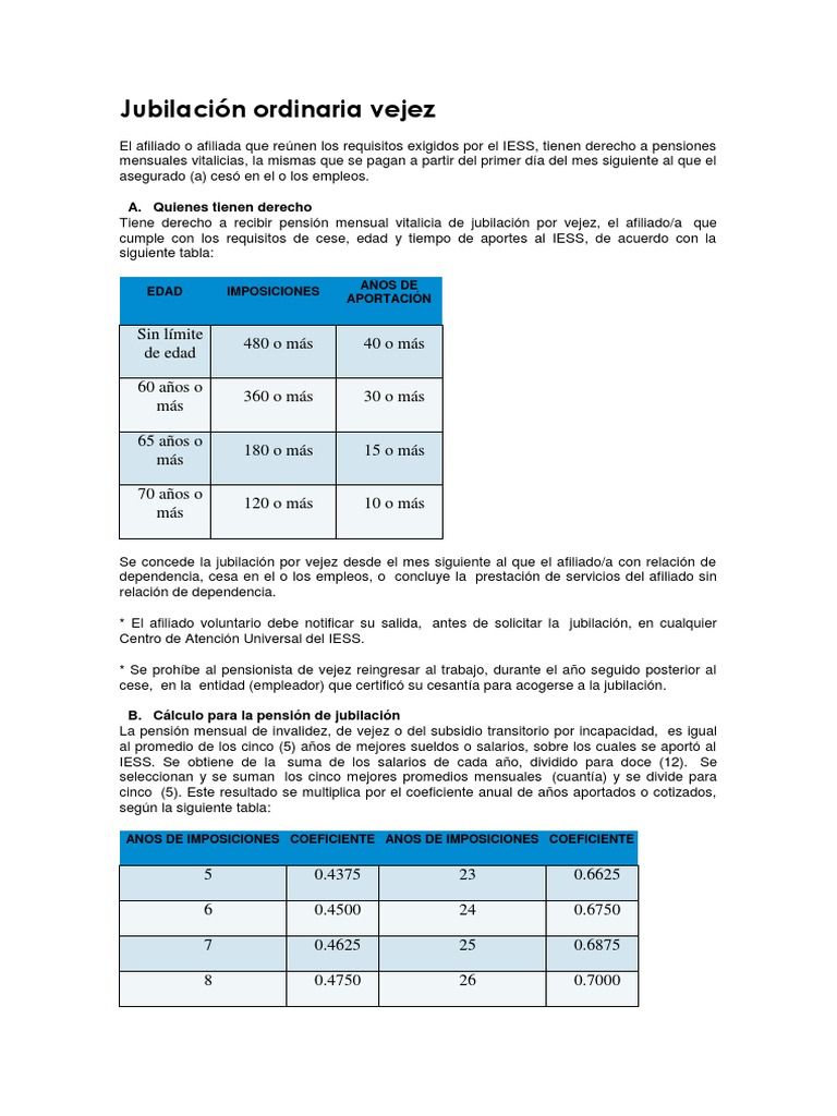 Jubilación Ordinaria Vejez PDF Pensión Jubilación