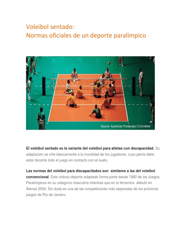Normativa del Voleibol Sentado | Vóleibol | Deportes | Prueba gratuita ...