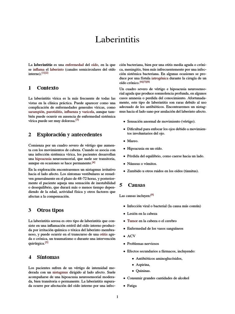 Laberintitis | PDF | Medicina CLINICA | Medicina