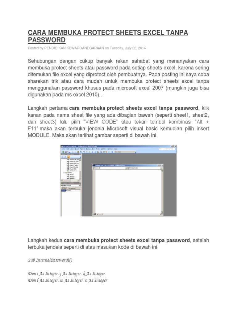 Cara membuka protect sheets excel tanpa password pdf