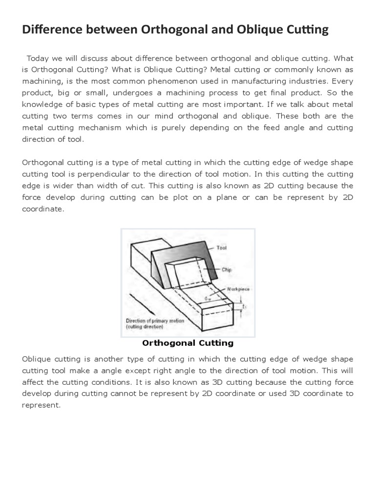 Difference Between Orthogonal and Oblique Cutting _ Machining Industrial Processes
