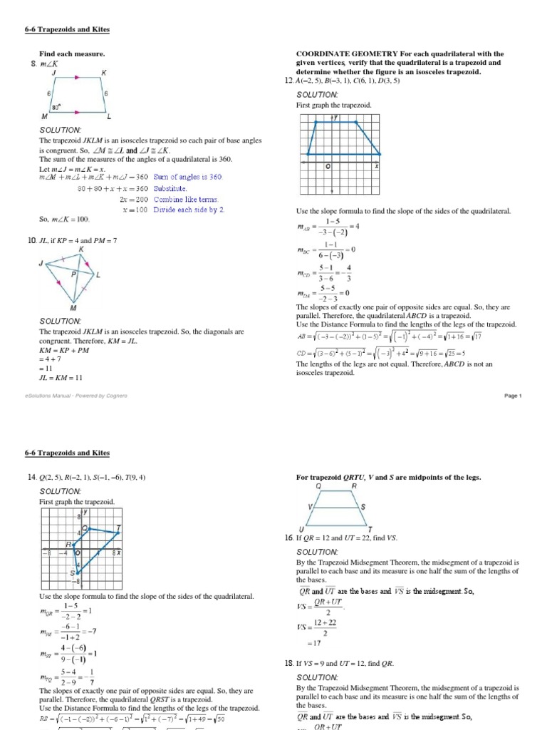 6-6 Trapezoids and Kites | Rectangle | Triangle