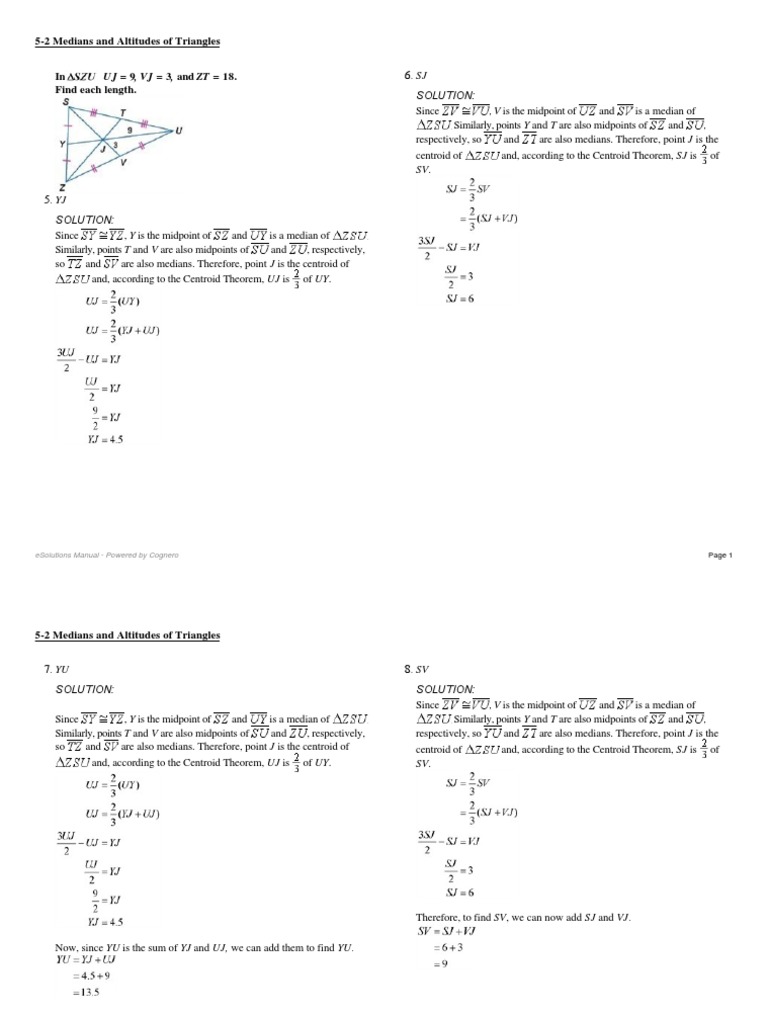 5 2 Medians And Altitudes Of Triangles Triangle Elementary Geometry