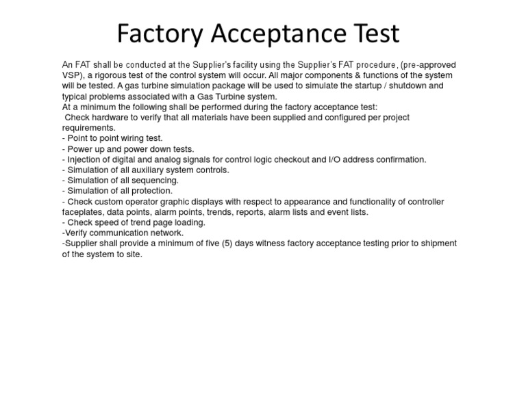 Factory Acceptance Test Pdf