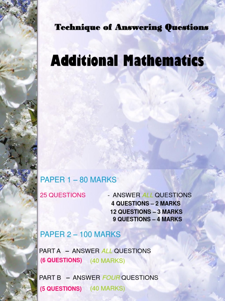 Answering Techniques for Mathematics Exams | PDF | Cartesian Coordinate ...