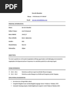 Zarwali Khan CV