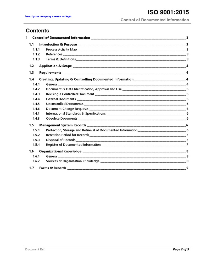 ISO 9001:2015 Document Control Procedure | PDF | Quality Management ...