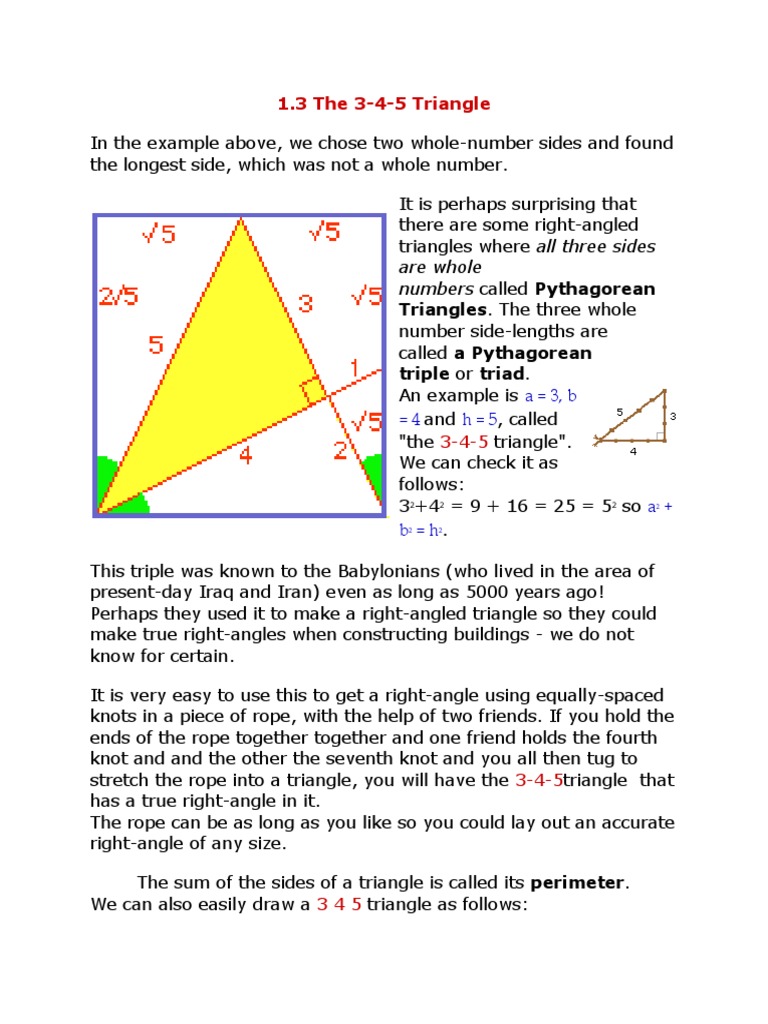 Pythagorean Triple 3 4 5 Pdf