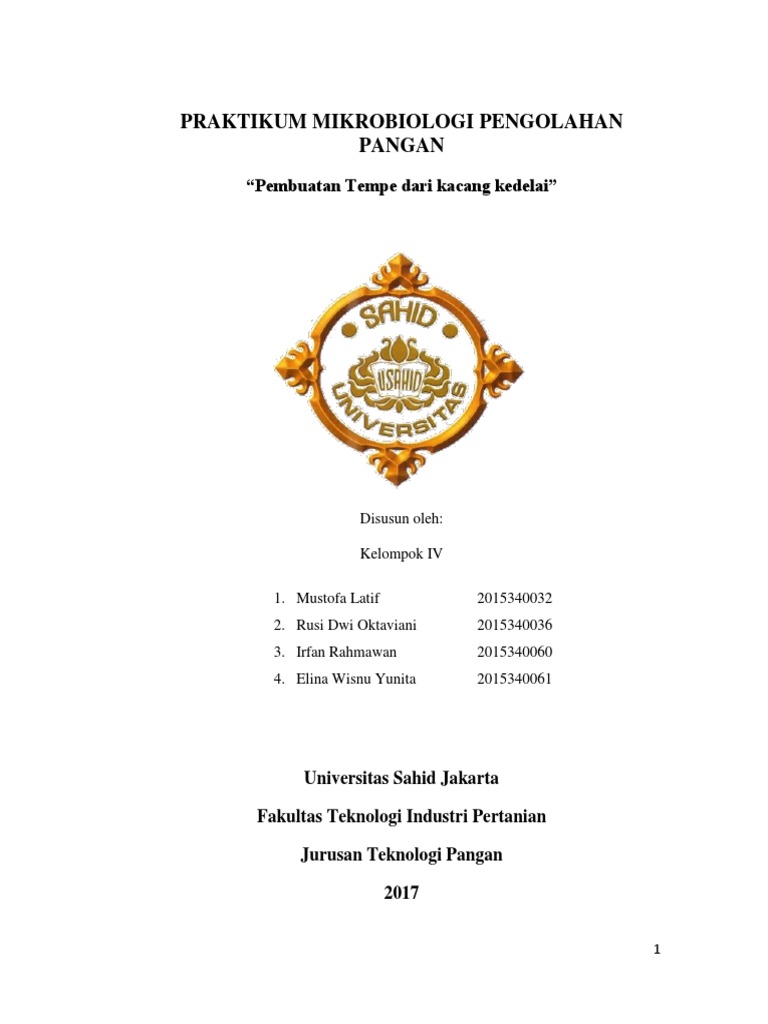 Laporan Pembuatan Tempe KEDELAI
