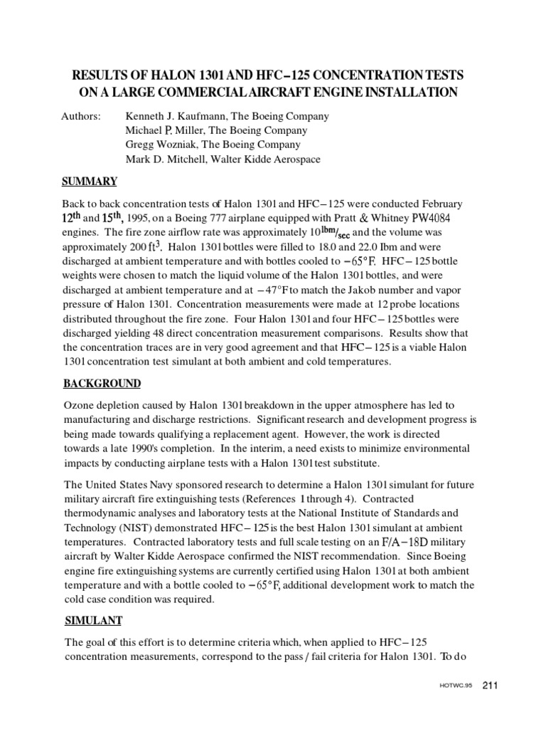 HFC-125 as Halon 1301 Simulant Test Results | PDF | Pressure | Calibration