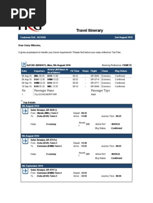 Travel Itinerary