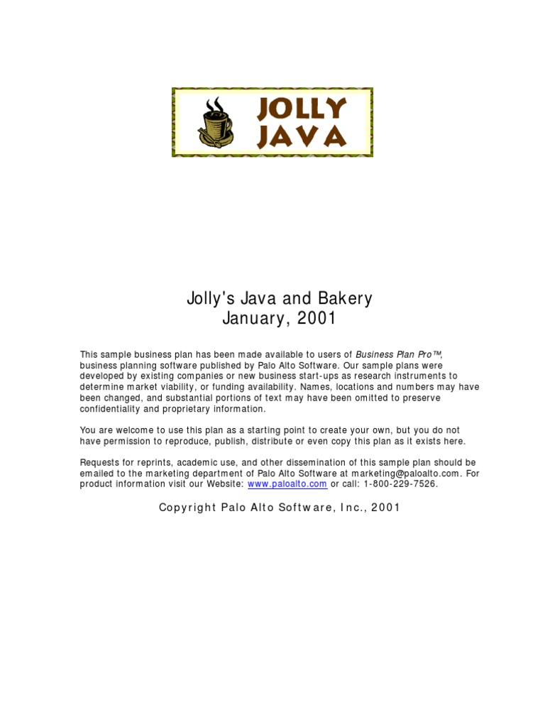 Dessert Bakery Business Plan PDF Expense Coffee