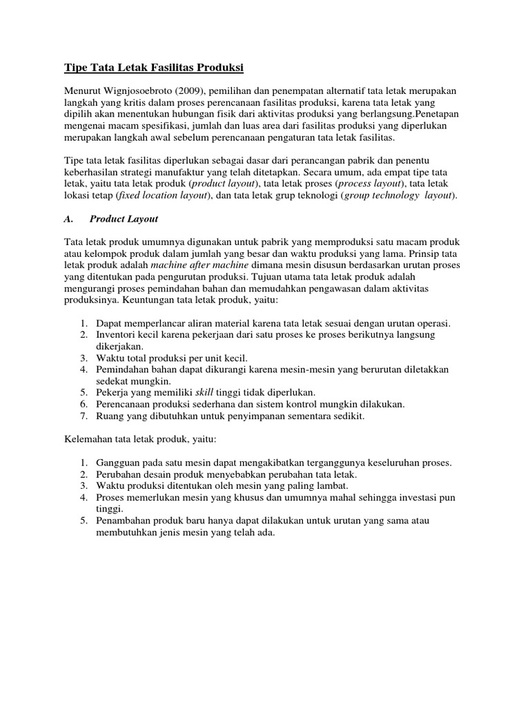 Jenis-Jenis Tata Letak Fasilitas | PDF