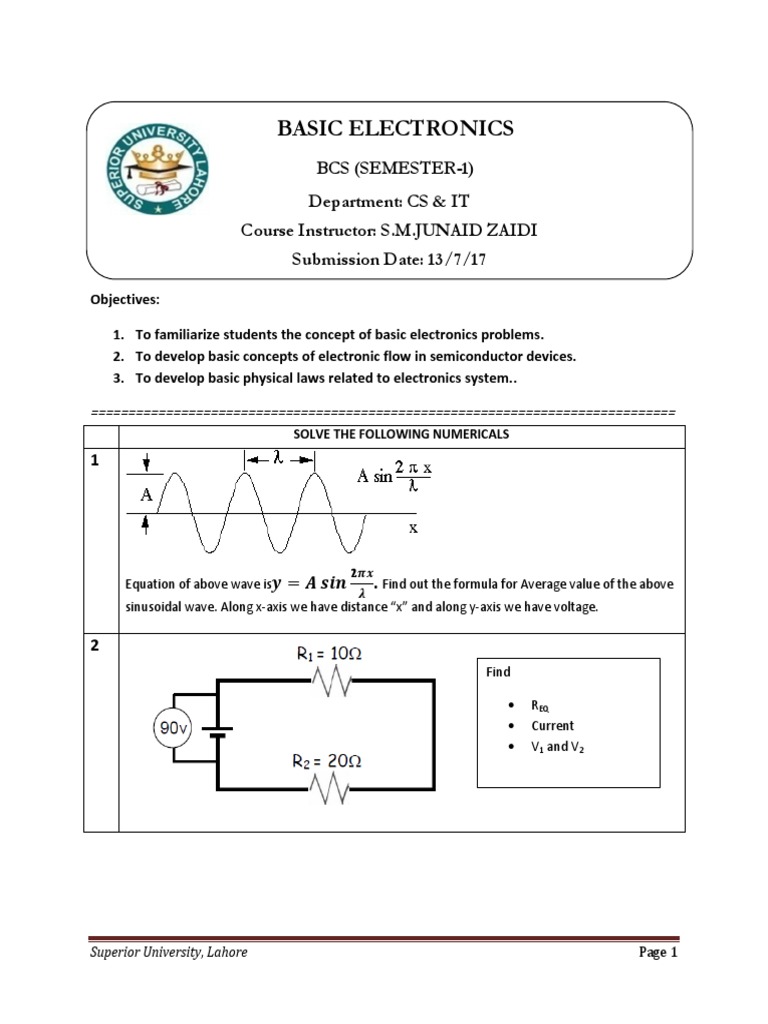 Electronics Theory Assignment PDF Electric Current Electrical Engineering