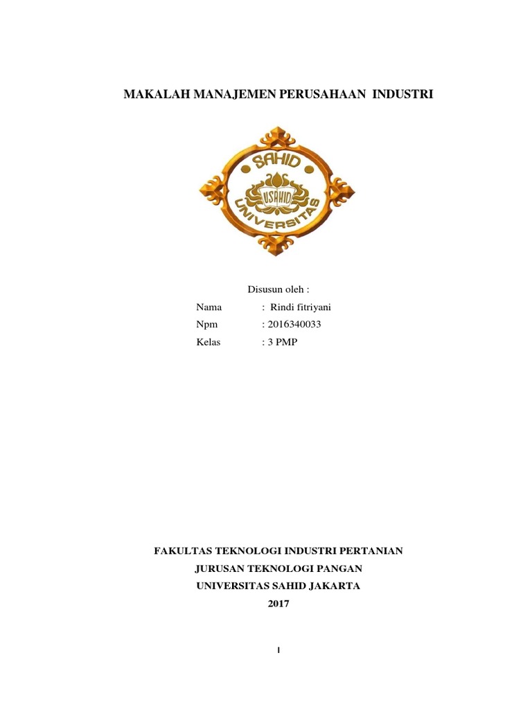 Tugas Makalah Manajemen Perusahaan Industri