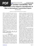 Risk Attitude and Risk Controllability: Their Implications On The Subjective Quantification of Risk in International Construction Projects