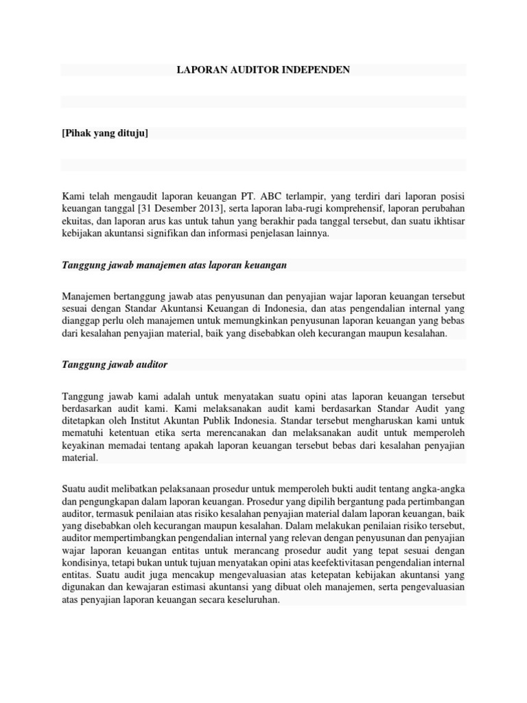 Contoh Laporan Auditor Independen Docx
