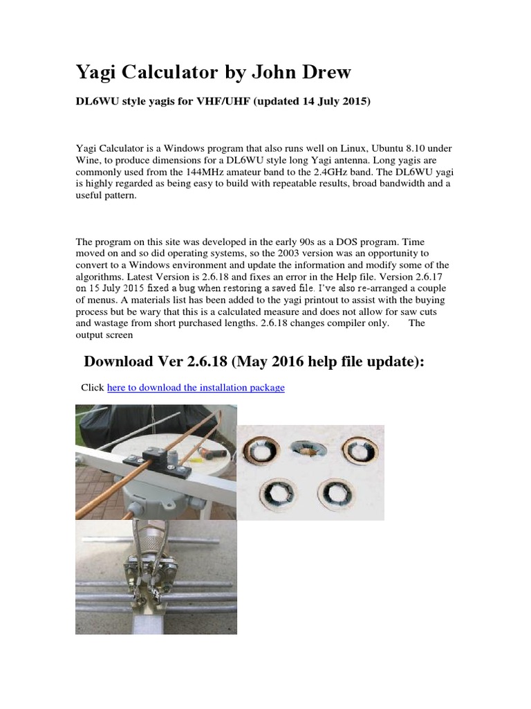 Dl6wu Yagi Design Program