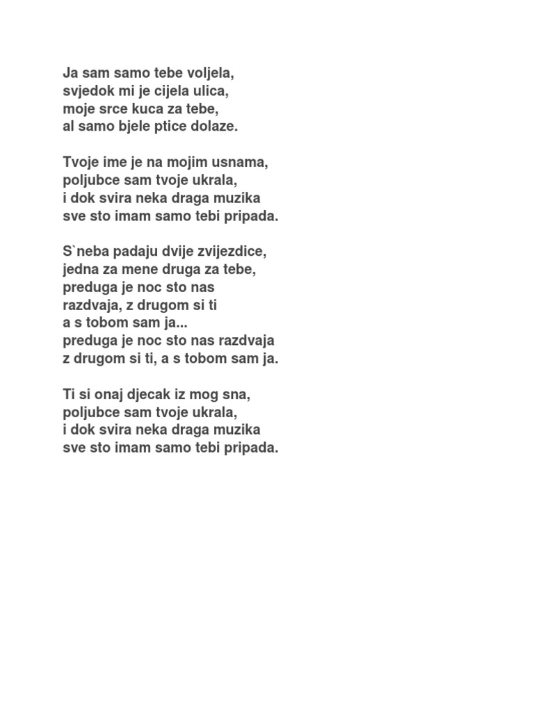 Ja Sam Samo Tebe Voljela | PDF