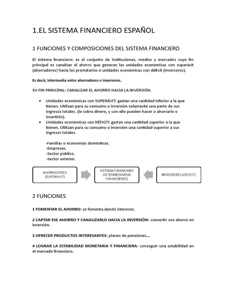 Estructura y Funciones del Sistema Financiero Español | PDF | Sistema ...