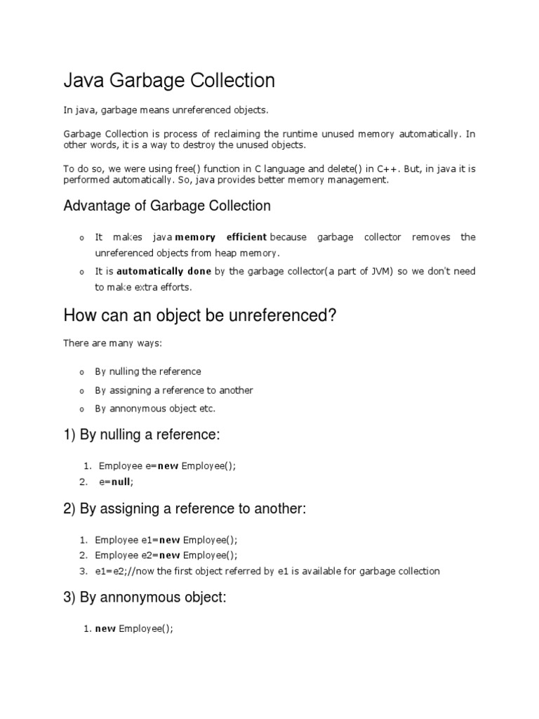 Garbage Collector | PDF | Java (Programming Language) | Computer ...