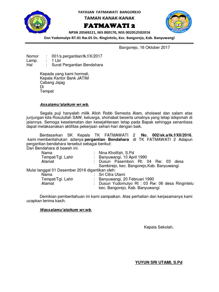 Contoh Surat Pengajuan Perubahan Struktur Anisasi
