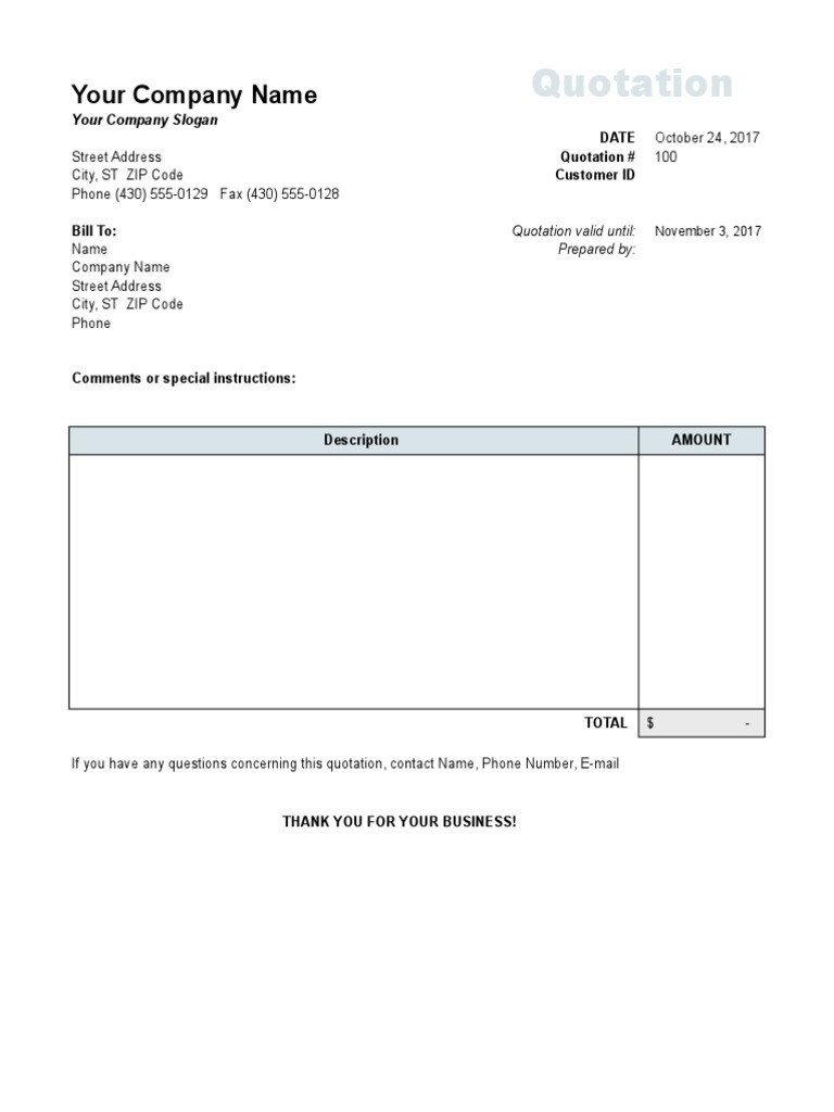 Professional Quotation Template | PDF
