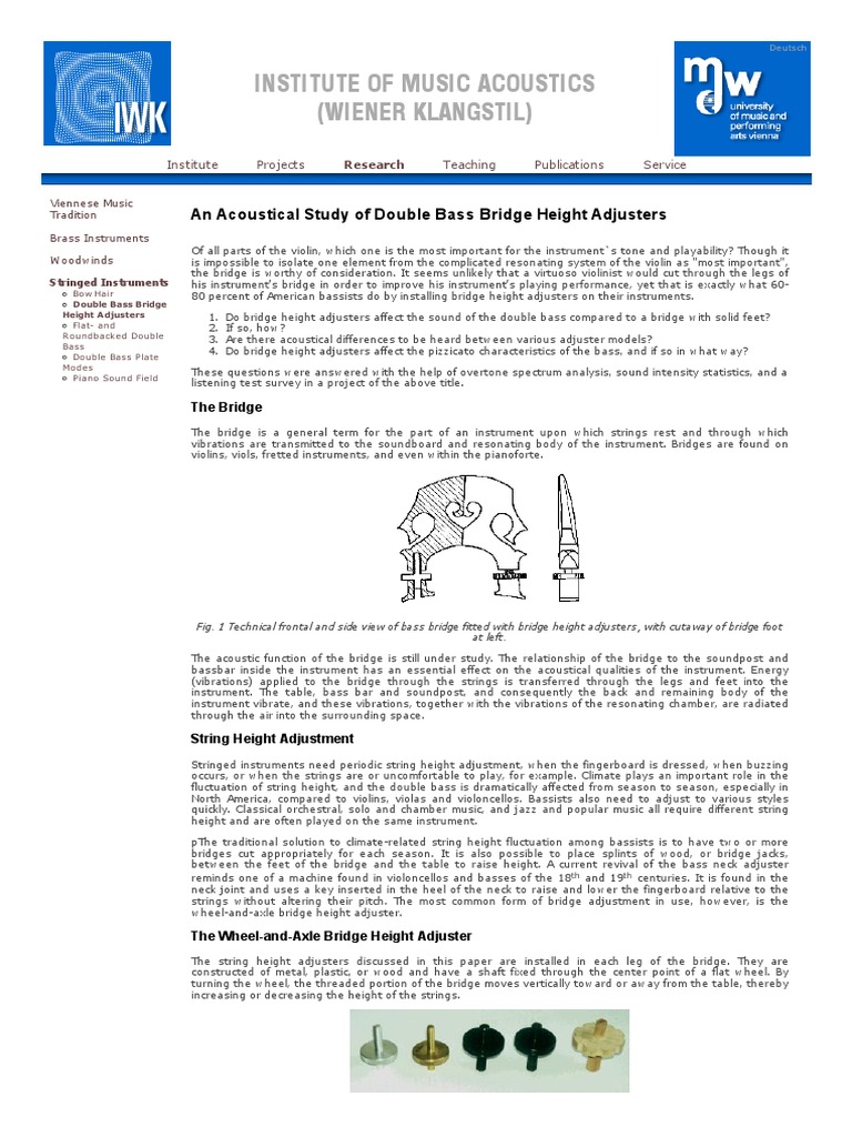 Double Bass Bridge Height Adjusters PDF Double Bass String