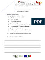 Discurso Direto e Indireto - Ficha de Trabalho